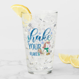 Winter Unicorn Shake Your Flakes Fun & Festive Glass