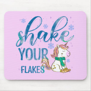 Winter Unicorn   Shake Your Flakes Mouse Pad