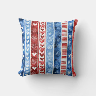 Winter Valentine Pattern Throw Pillow