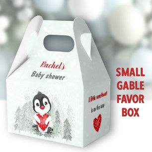 Winter Valentines Penguin Boy Baby Shower Favor Box
