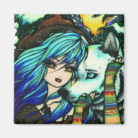 Winter Vampire Wolf Snow Girl Art by Hannah Lynn