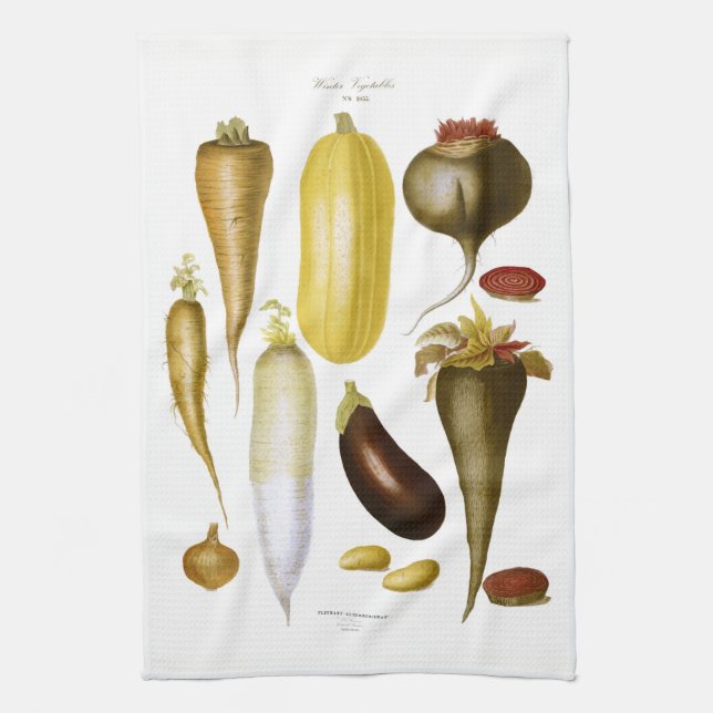 Winter Vegetables Kitchen Towel (Vertical)