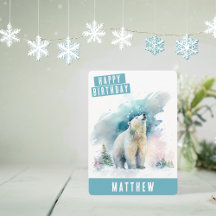 Winter vibes Bear Birthday Card