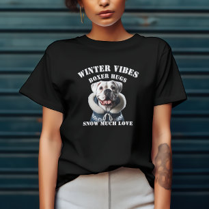 Winter Vibes Boxer Hugs Snow Much Love T-Shirt