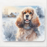 Winter Vibes Cocker -  Mouse Pad<br><div class="desc">Winter vibes mouse pad featuring a cute watercolor Cocker. Customizable.</div>