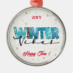 Winter Vibes Customize Metal Ornament