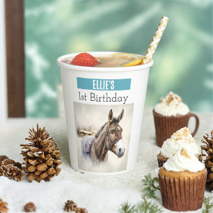 Winter vibes Donkey - 1st birthday - Paper Cups