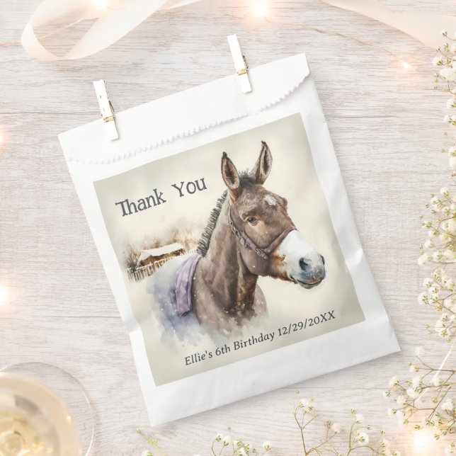 Winter vibes Donkey -  Birthday Party - Favour Bag (Clipped)
