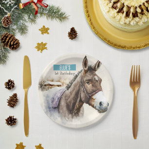 Winter vibes Donkey -  Birthday Party - Paper Plate