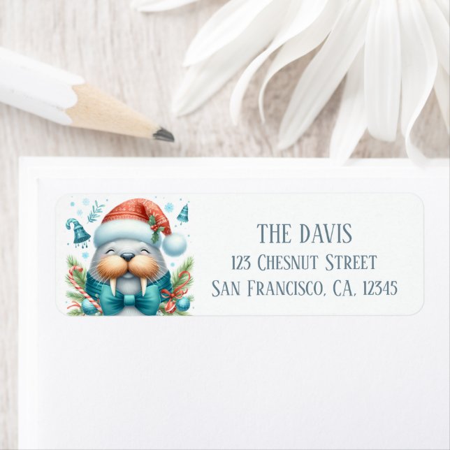 Winter Vibes Festive Walrus - Return address  (Insitu)