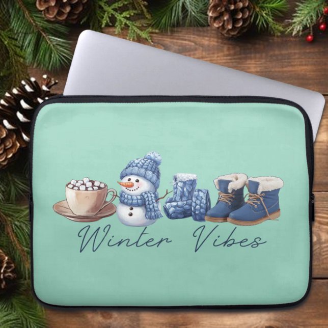 Winter Vibes Friendly Snowman Laptop Sleeve (Creator Uploaded)