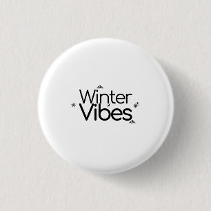 Winter Vibes – Minimalist Snowflake and Mountain 1 Inch Round Button