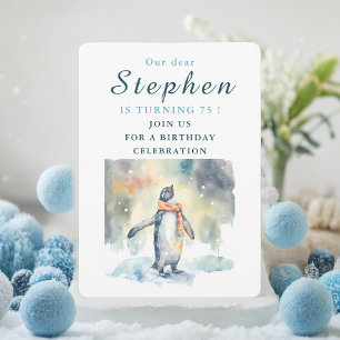 Winter vibes Penguin - Birthday Invitation Card