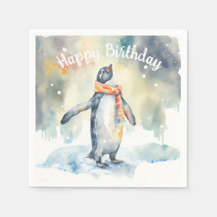 Winter vibes Penguin -  Birthday Party - Napkin