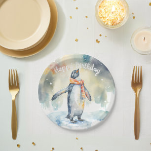 Winter vibes Penguin - Birthday Party - Paper Plate