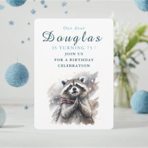 Winter vibes Raccoon - Birthday Invitation Card