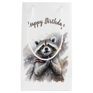 Winter vibes Raccoon - Birthday Party - Small Gift Bag