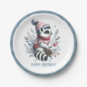 Winter Vibes Ringtail - Birthday Paper Plate
