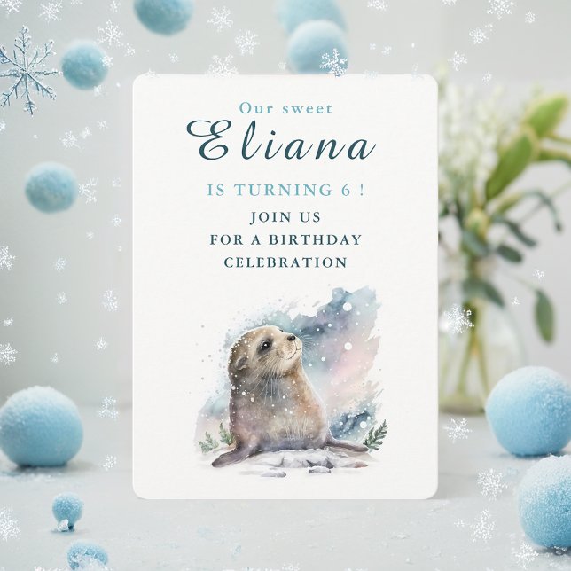 Winter vibes Seal - Birthday Invitation Card (Creator Uploaded)
