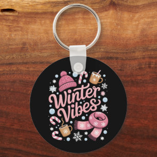 Winter Vibes Season Cold Weather Hello Winter Keychain