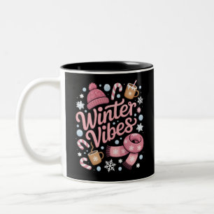 Winter Vibes Season Cold Weather Hello Winter Two-Tone Coffee Mug