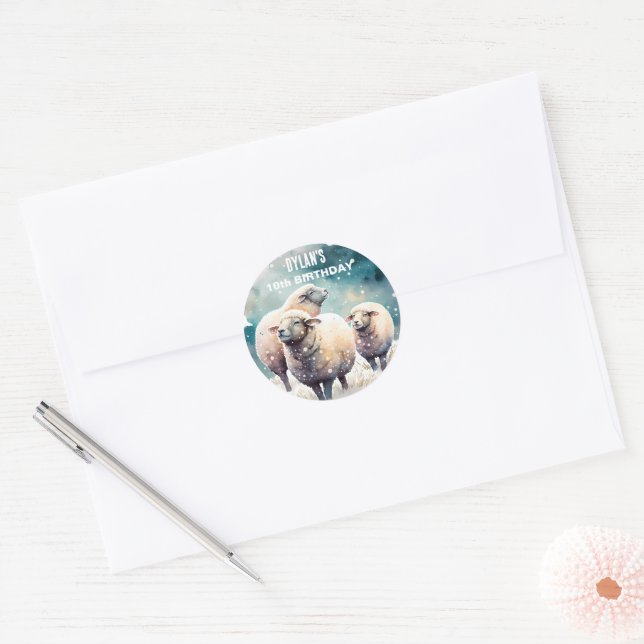 Winter vibes Sheep -  Birthday Party - Classic Round Sticker (Envelope)