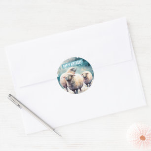 Winter vibes Sheep - Birthday Party - Classic Round Sticker