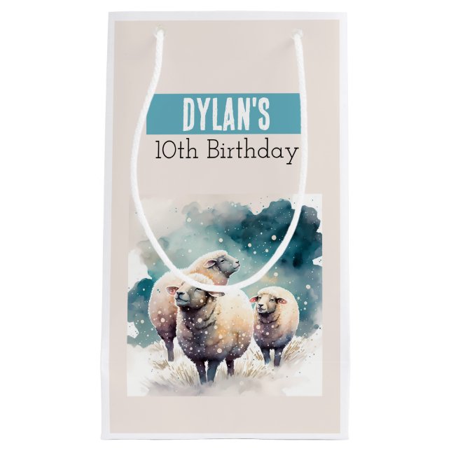 Winter vibes sheep -  small gift bag (Front)