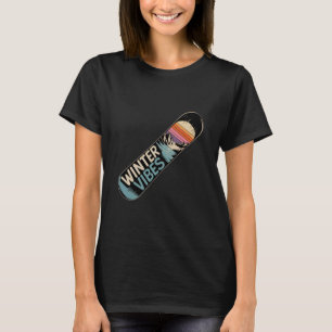 Winter Vibes Snowboard Mountain Retro Sunset T-Shirt