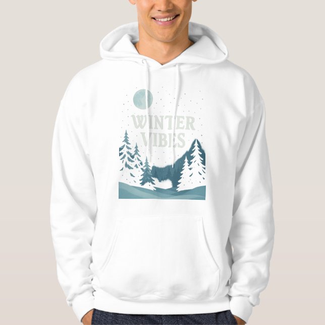 Winter Vibes Snowy Fantasy Design Hoodie (Front)