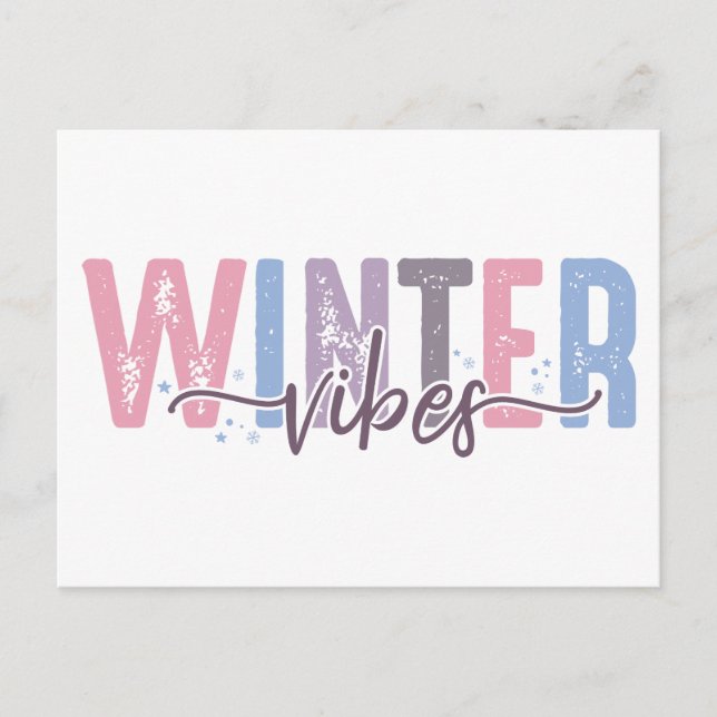 Winter Vibes - Soft Pastel Typography Postcard (Front)