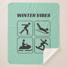 winter vibes sports fun icon Sherpa Blanket