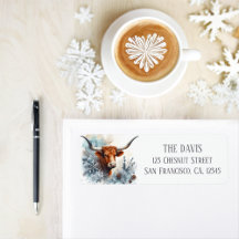 Winter Vibes Texas Longhorn - Adresse de retour