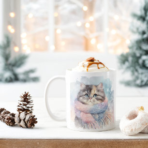 Winter Vibes Watercolor Cat - Coffee Mug