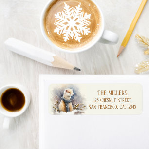 Winter Vibes Watercolor Ermine Return address 