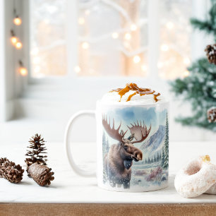 Winter Vibes Watercolor Moose - Coffee Mug