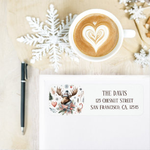 Winter Vibes Watercolor Moose Return address