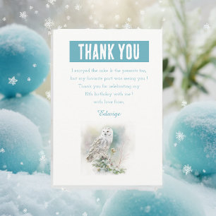 Winter vibes Watercolor Owl - Birthday  Thank You Card