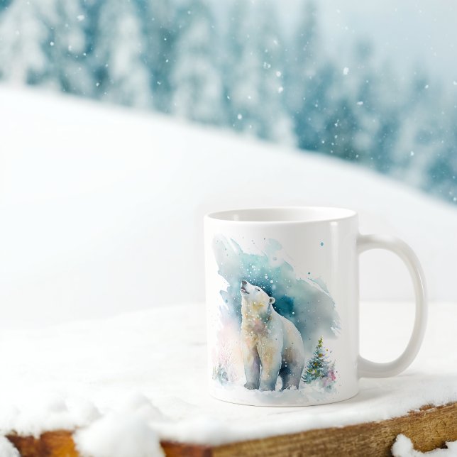 Winter Vibes Watercolor Polar Bear Coffee Mug (Creator Uploaded)