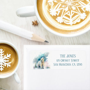 Winter Vibes Watercolor Polar Bear Return address 