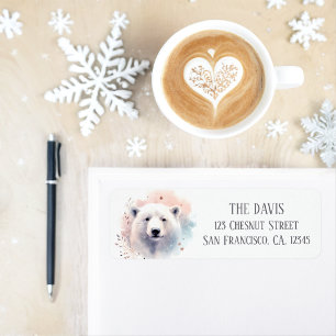 Winter Vibes Watercolor Polar Bear Return address 