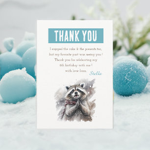 Winter vibes Watercolor Raccoon - Birthday Thank You Card