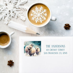 Winter Vibes Watercolor Sheep Return address 