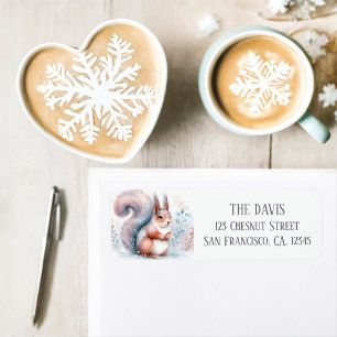 Winter Vibes Watercolor Squirrel Return address 