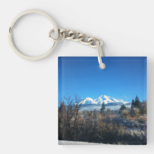Winter View at Mount Shasta, CA Keychain