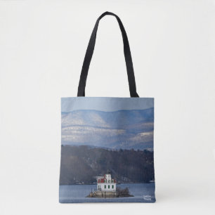 Winter View of Esopus Meadows Lighthouse Tote Bag