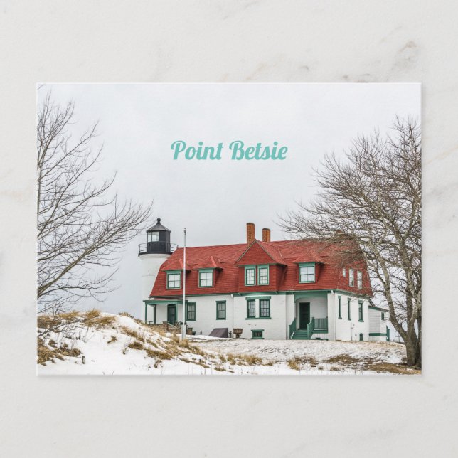 Winter View of Point Betsie Lighthouse Postcard (Front)