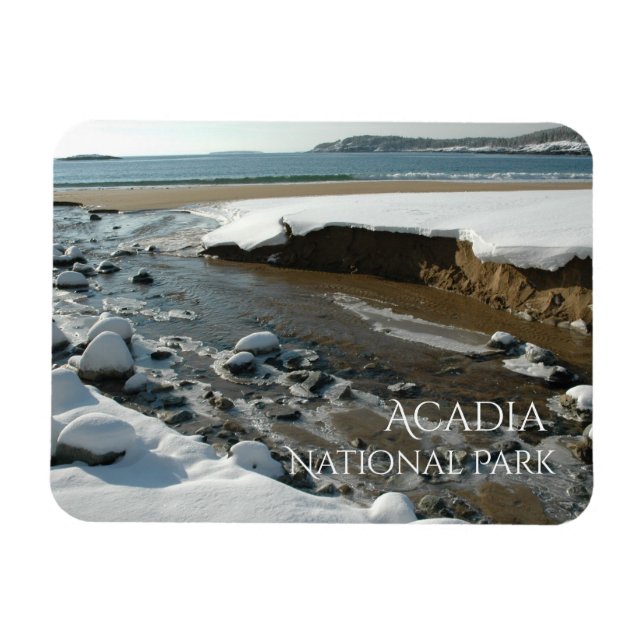 Winter View of Sand Beach Acadia National Park Magnet (Horizontal)
