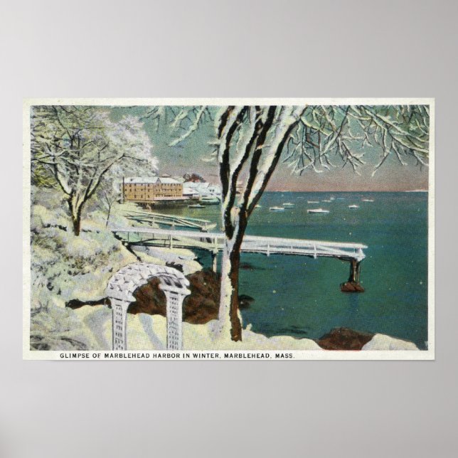 Winter View of the Marblehead Harbour Poster (Front)