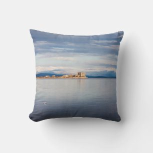 Winter view Piel Island Morecambe Bay Cumbria Throw Pillow
